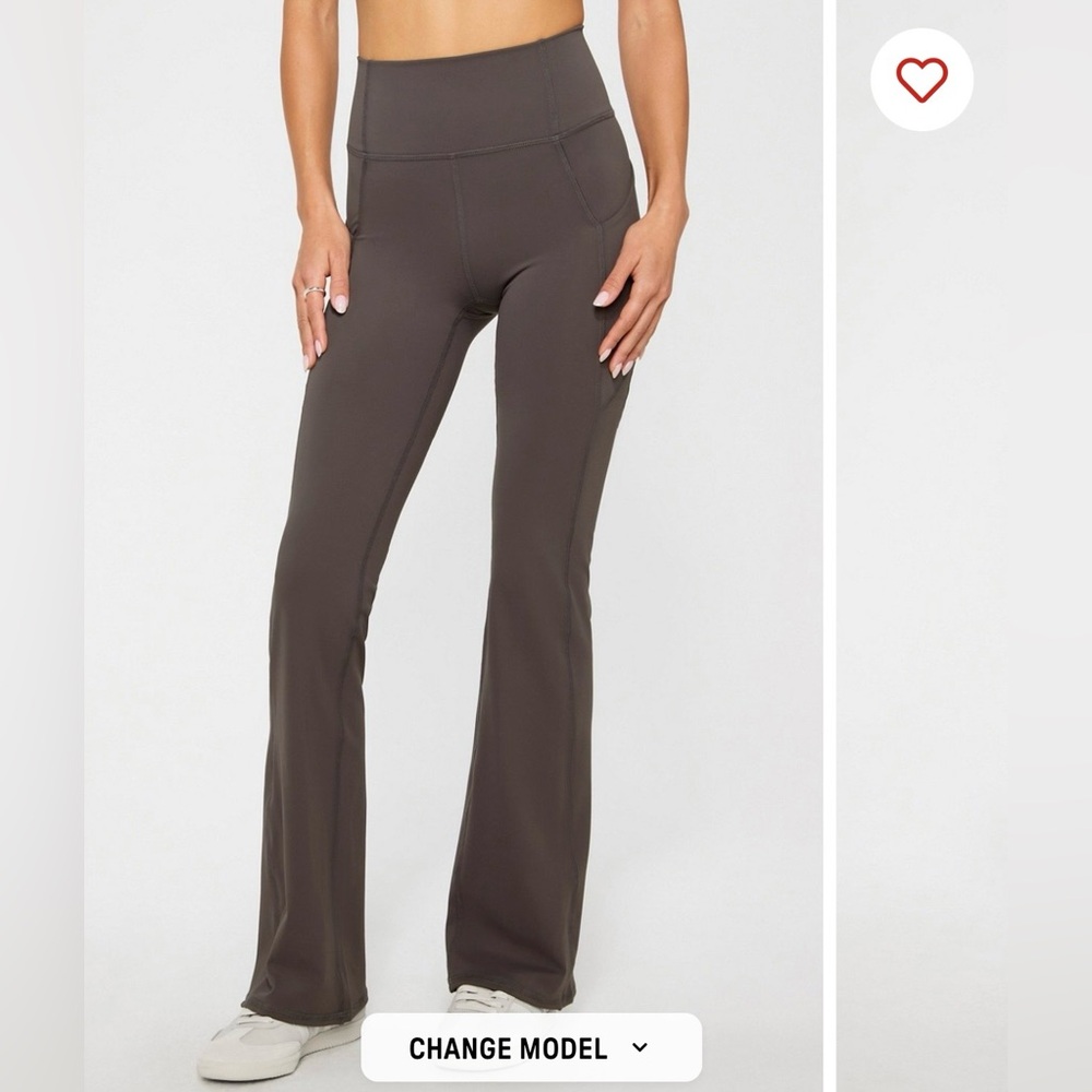 Fabletics High-Waist Flare Pants in Dark Brown